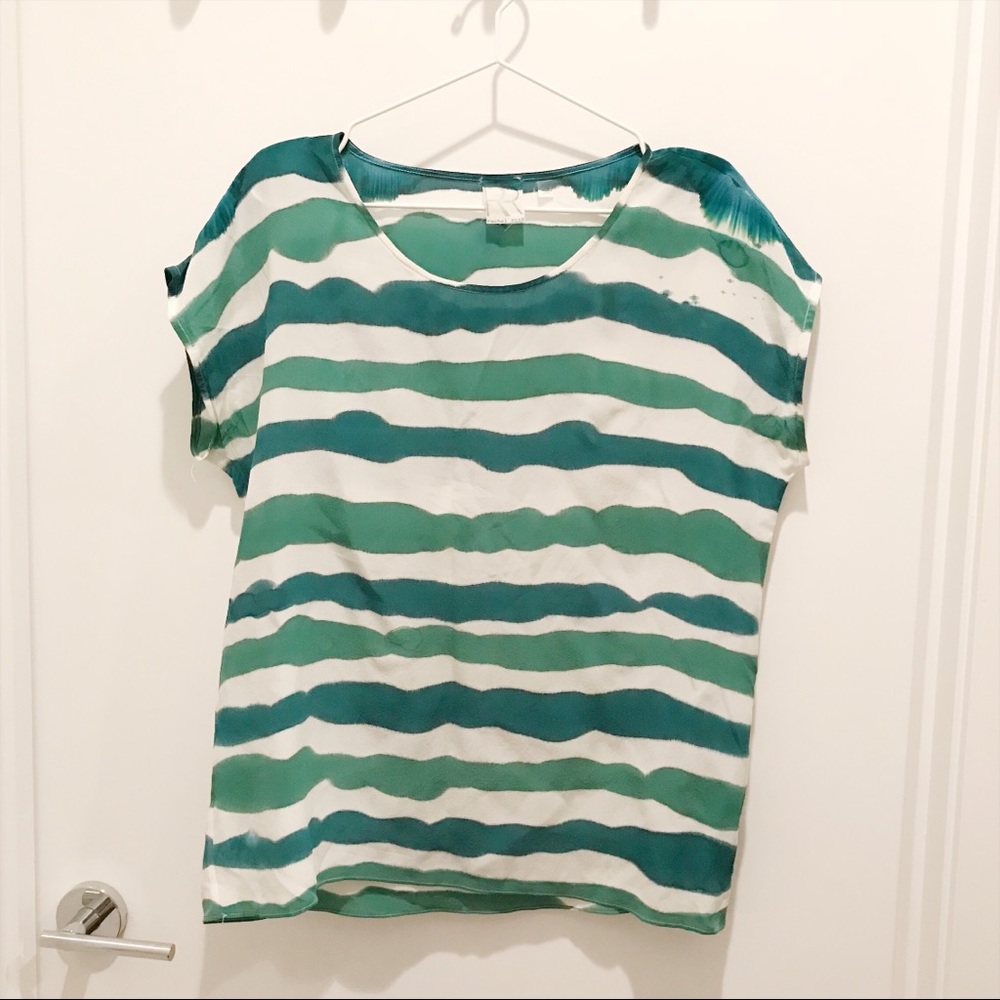 Rachel Rose hand-painted silk tee EUC